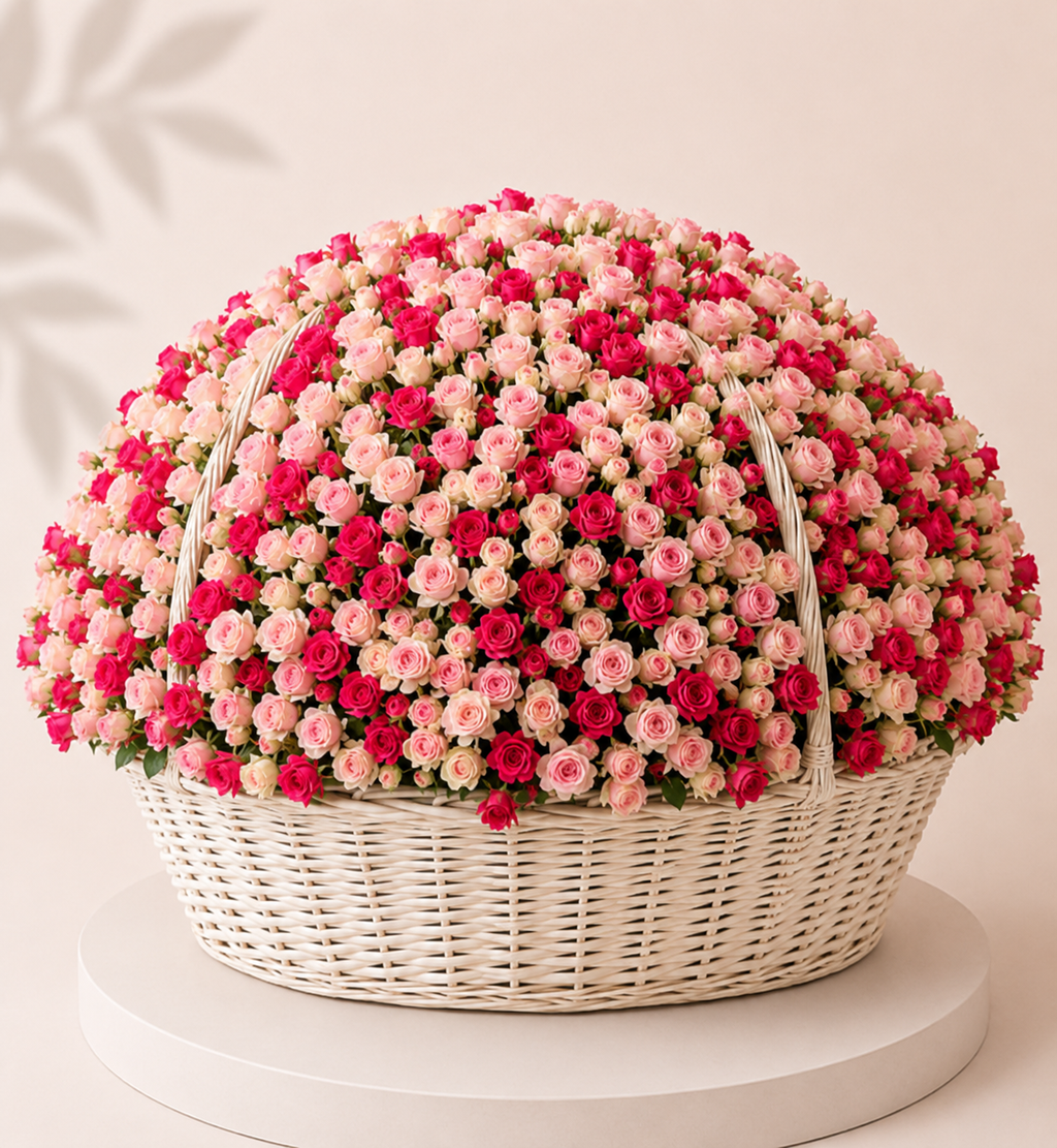 Mega Ecuadorian Blush Flowers Basket