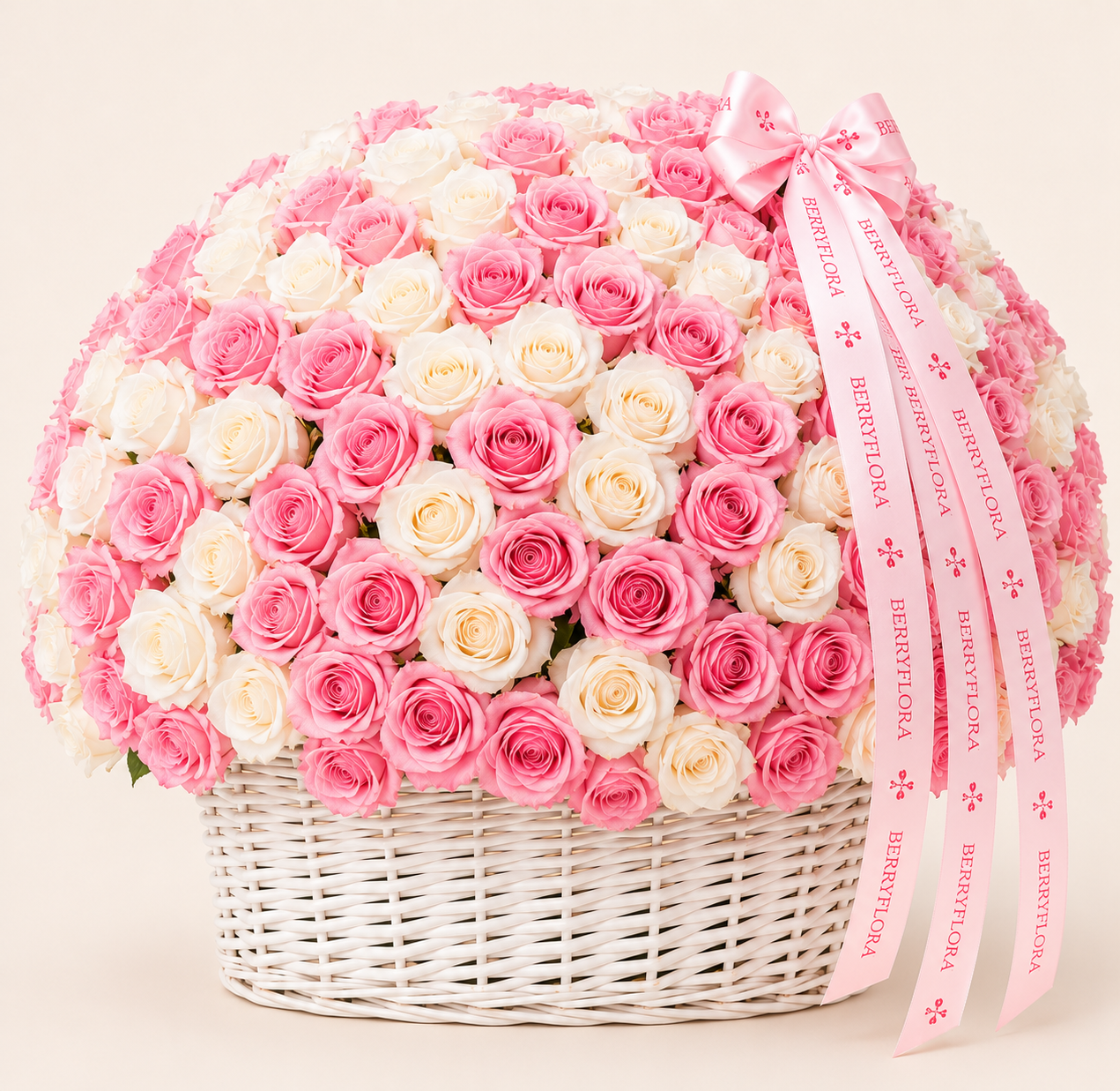 500 Pink Roses Basket