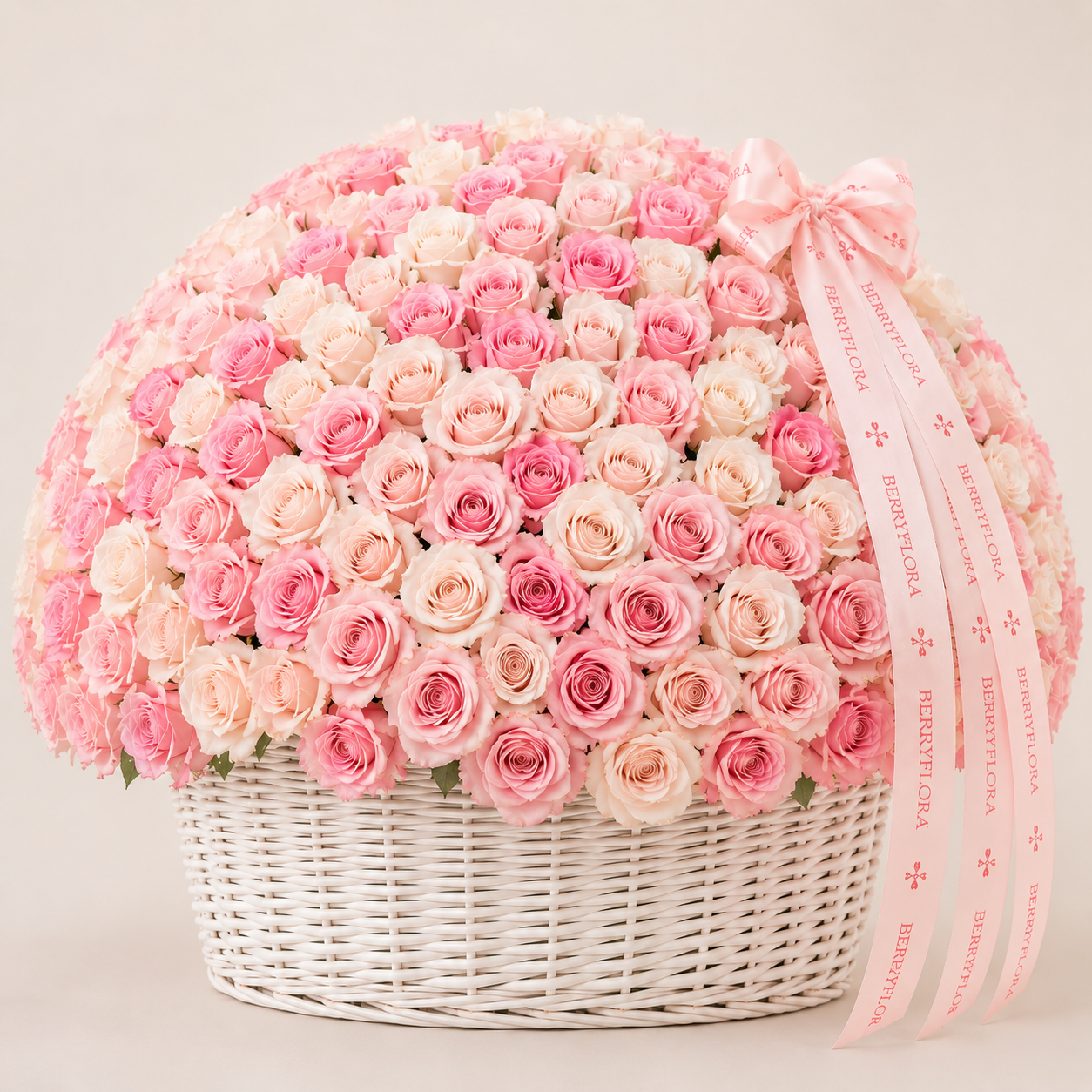 500 Blush Roses Basket