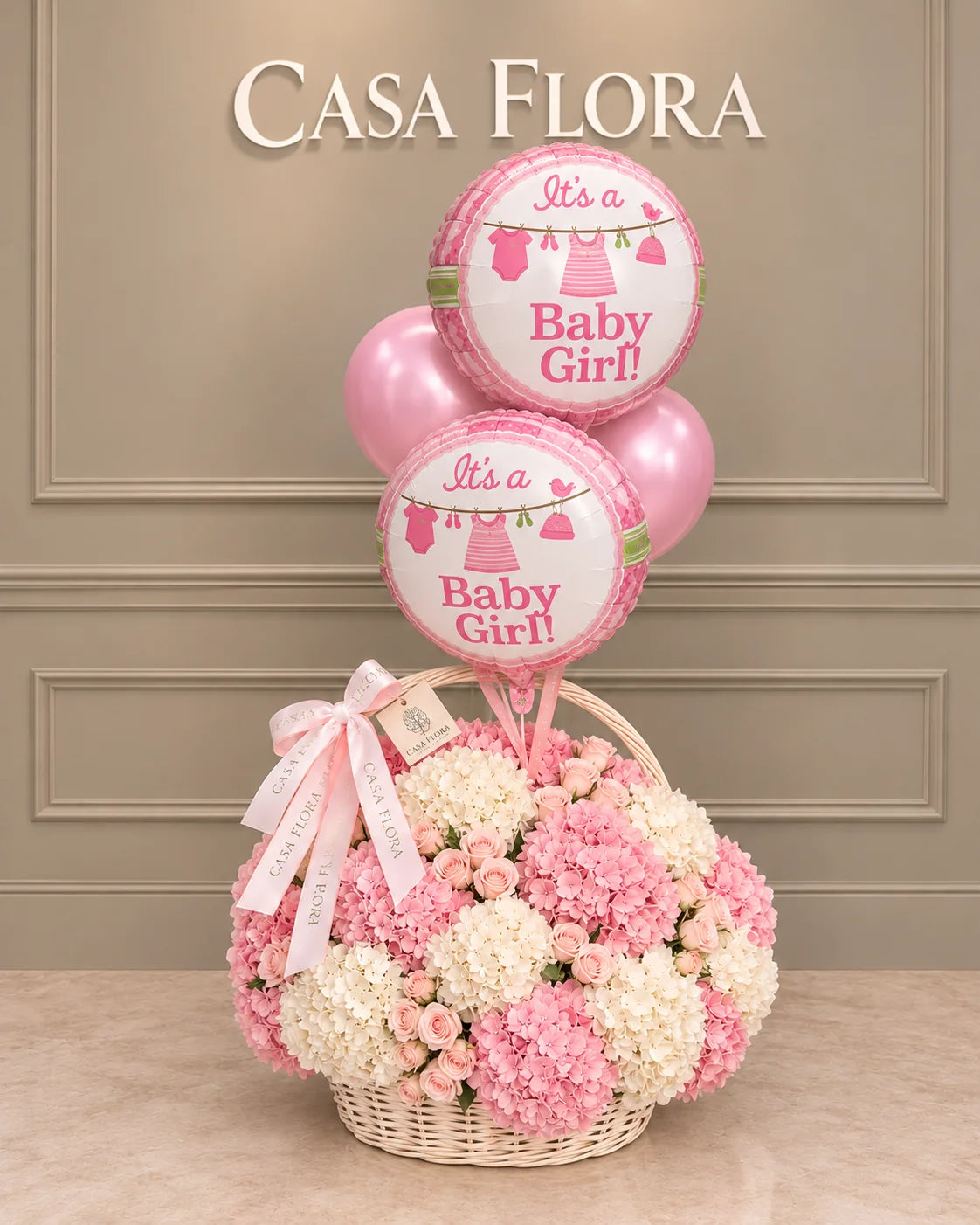 Large Basket New Born (free Balloons)