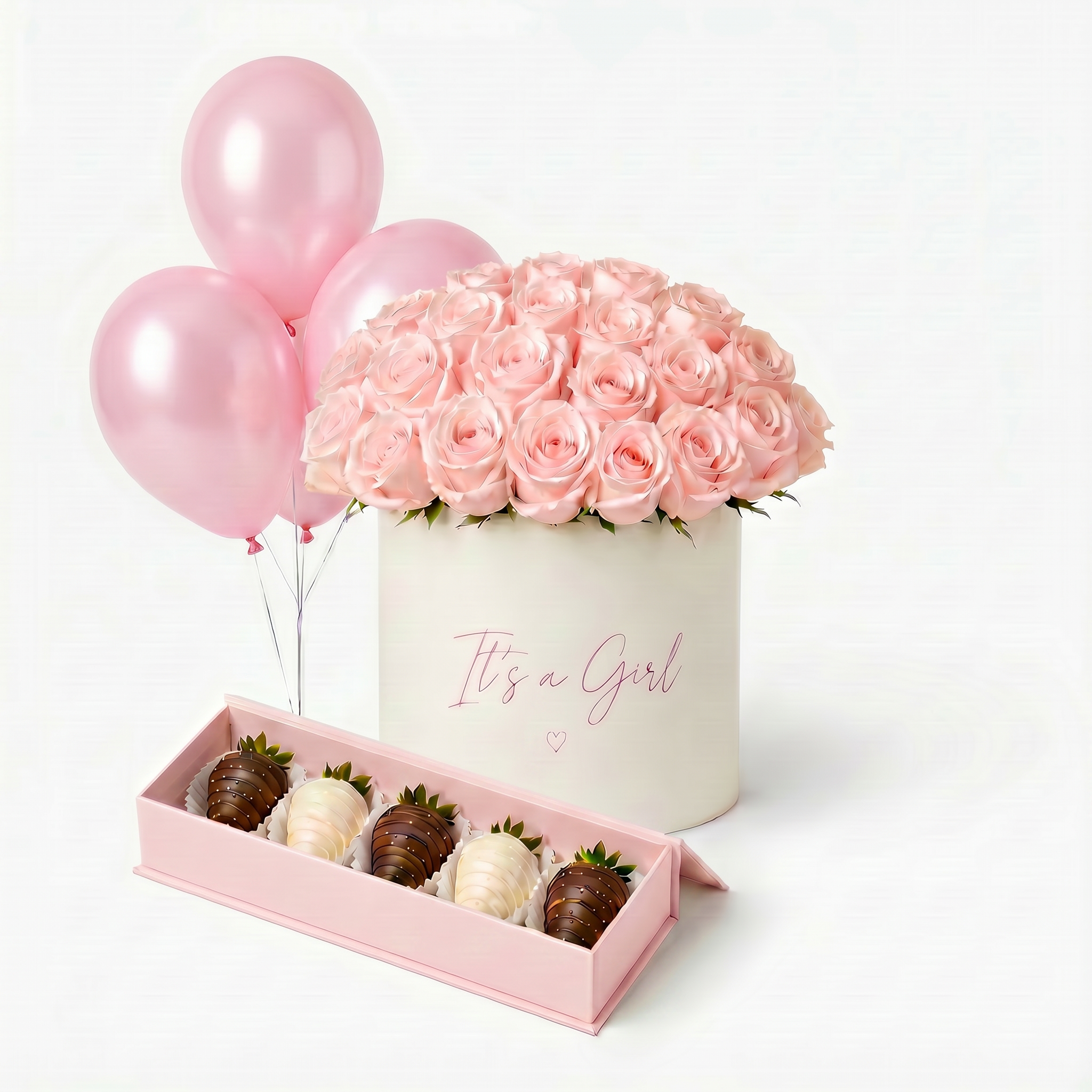 Baby Blue Luxe Roses & Strawberries Set